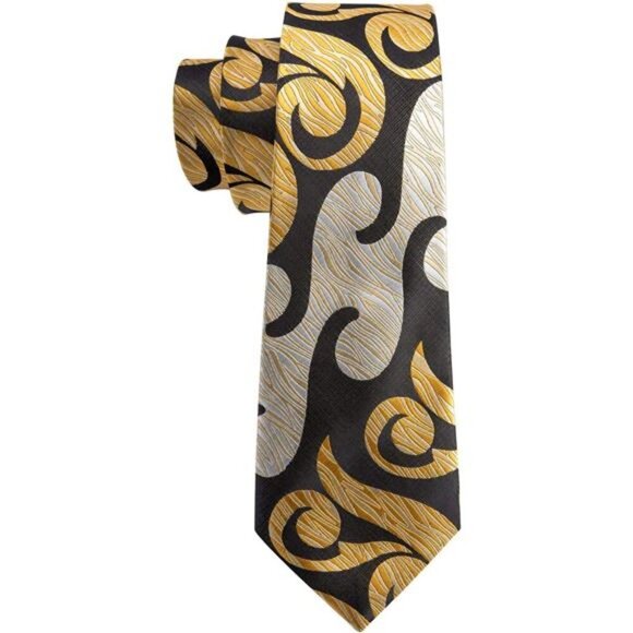 ClassicMens Ties Silk Necktie Pocket Square Cufflinks Set Woven Wedding Business - Picture 3 of 6